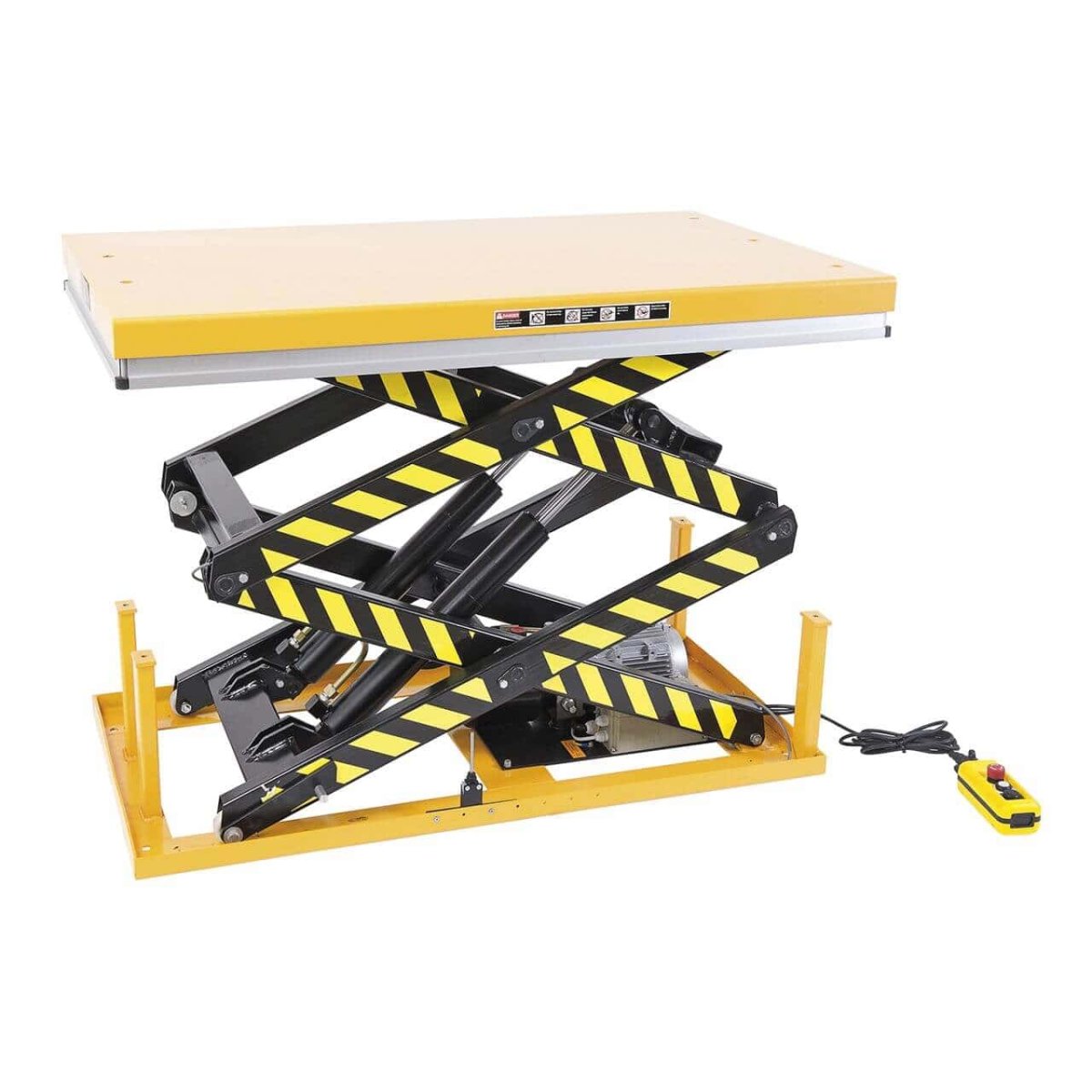 Mesa de elevação estacionário industrial Bernardo SSHT 2000 D – capacidade de carga 2.000 kg. altura 360-1.780 mm, motor 2.2 kW 400V trifásica, peso 295 kg