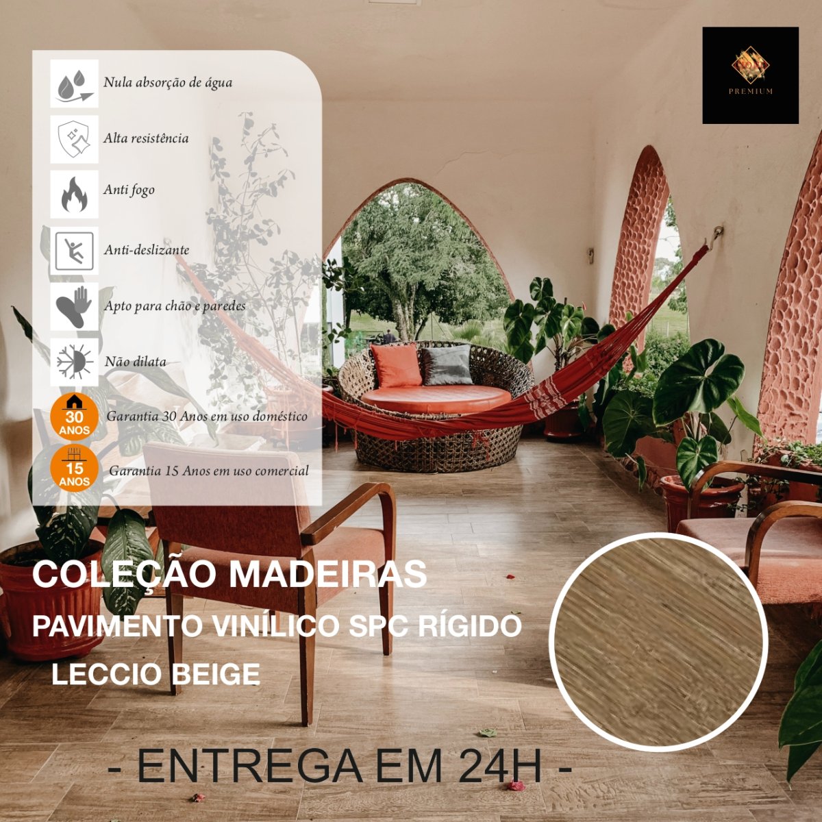 Pavimento Vinílico SPC Leccio Bege