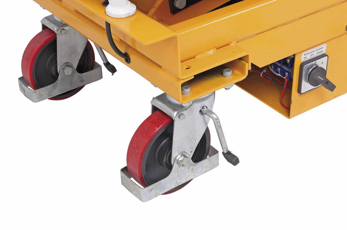Mesa de elevação semi-elétrico Bernardo ES 500 – capacidade de carga 500 kg, altura 445-970 mm, plataforma simples, peso 145 kg