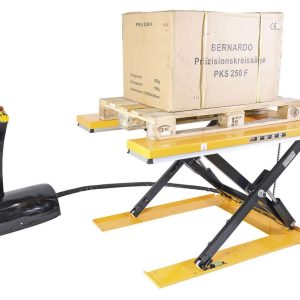 Mesa de elevação a U para palete Bernardo FSHT 1000 U – capacidade de carga 1.000 kg, plataforma a U, motor 0.75 kW 400V trifásica, peso 210 kg
